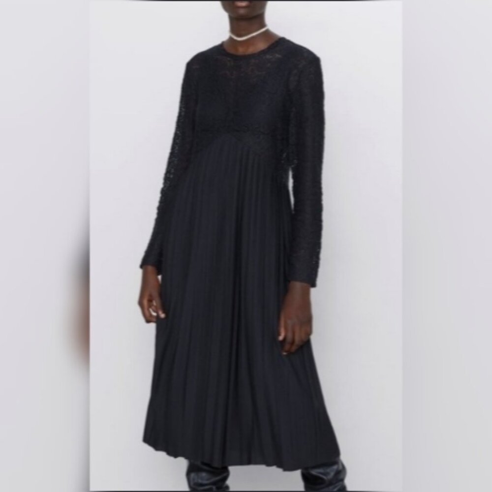 Zara Elegant Black Midi Dress